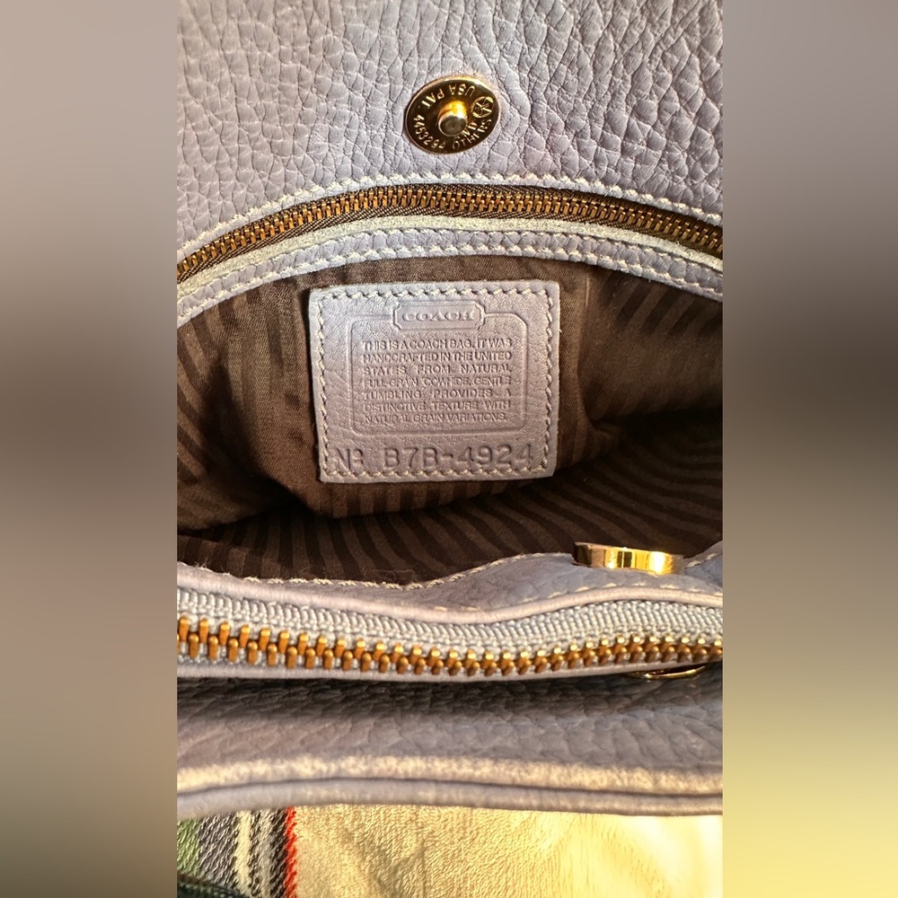COACH Vintage Sonoma Pocket Zip Natural Grain Leather-Periwinkle - Picture 14 of 15